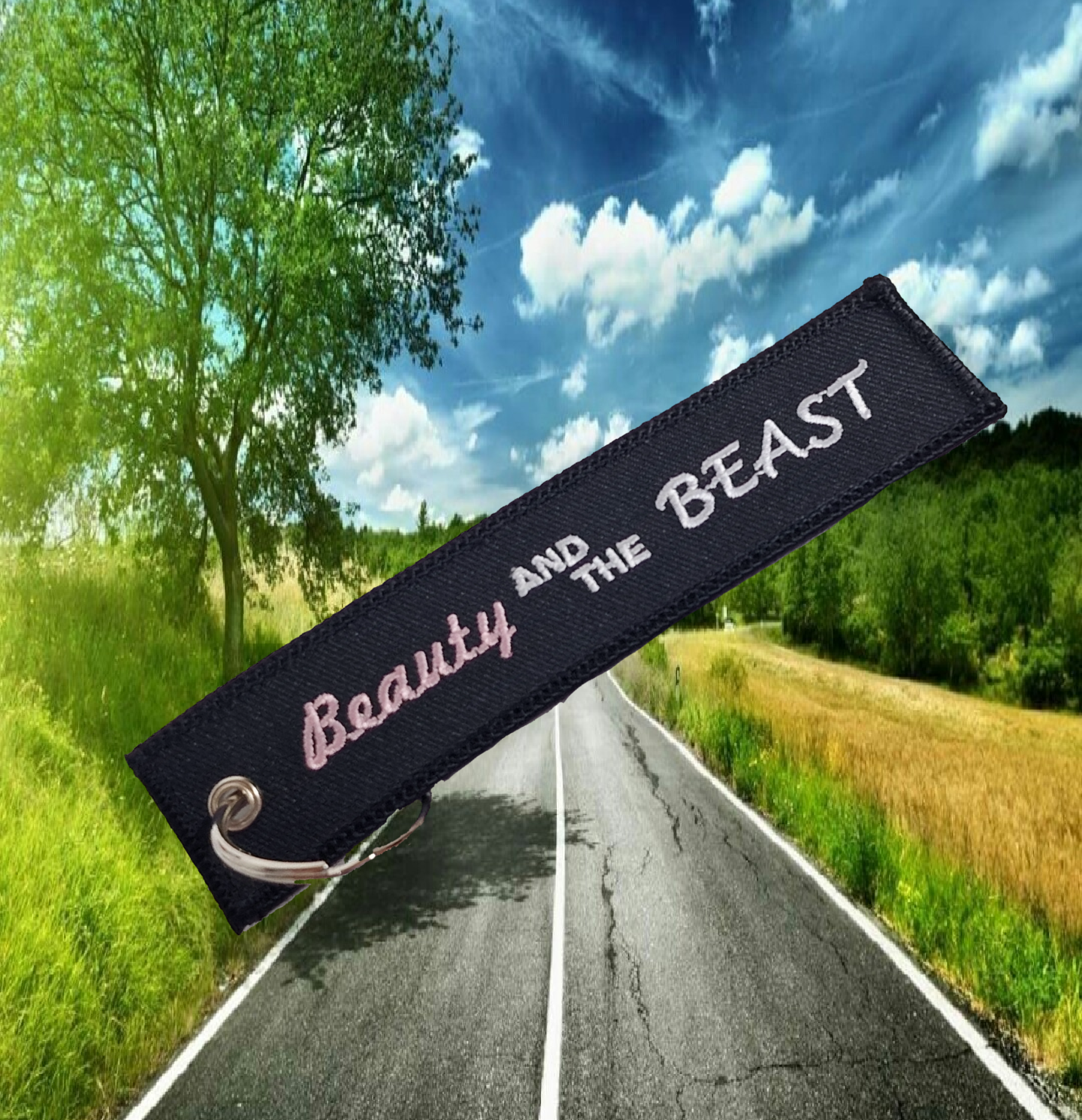 female riders, lady biker, biker chick, girl keyring, biker, motorbike, motorcycle keyring, Beauty and the Beast – Keyring