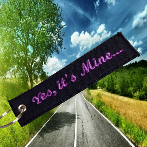 Yes, It’s Mine… (Black) – Keyring, female riders, lady biker, biker chick, girl keyring, biker, motorbike, motorcycle keyring