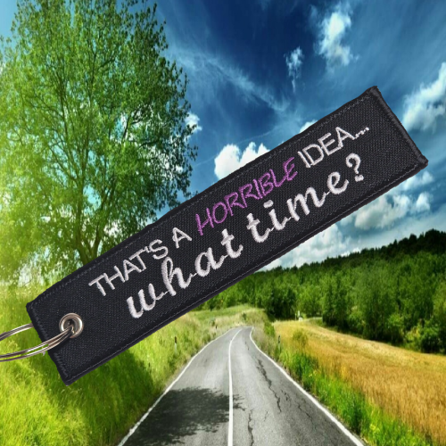 female riders, lady biker, biker chick, girl keyring, biker, motorbike, motorcycle keyring, That’s a horrible idea! What time? – Keyring