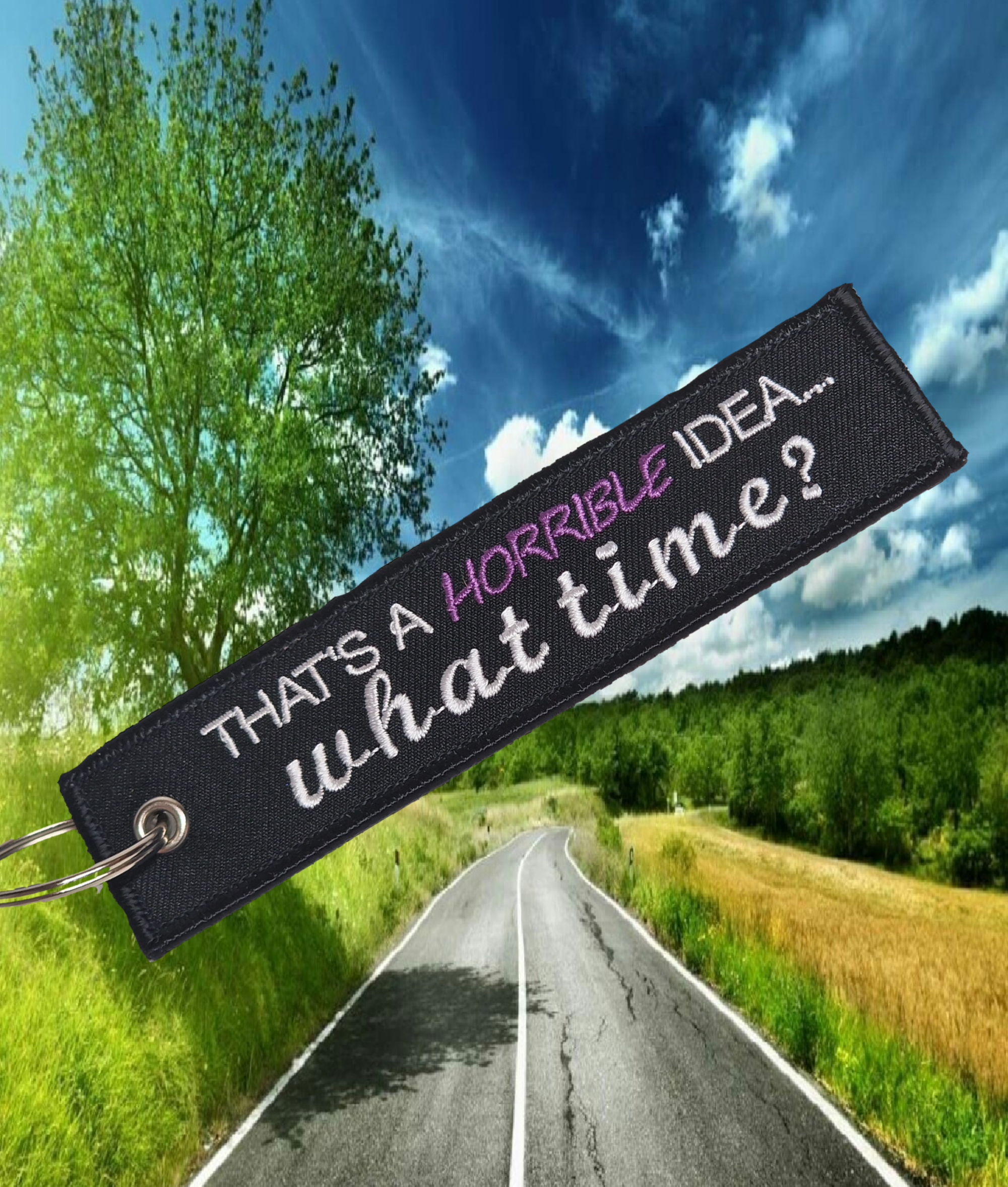 female riders, lady biker, biker chick, girl keyring, biker, motorbike, motorcycle keyring, That’s a horrible idea! What time? – Keyring