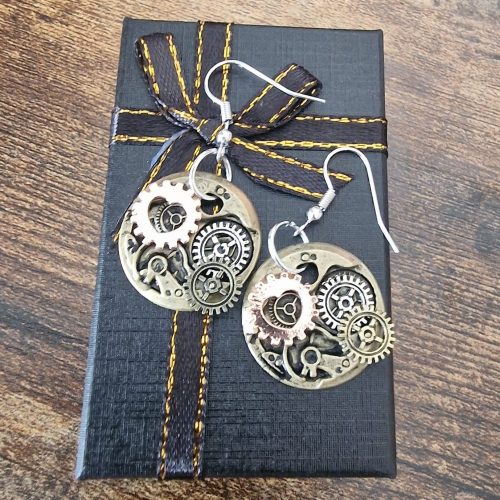 Handmade Motorbike gear Earrings/ biker earrings/ biker babe/ motorcycle earrings/ motorbike/ stocking filler/novelty/funny//Birthday present. 1