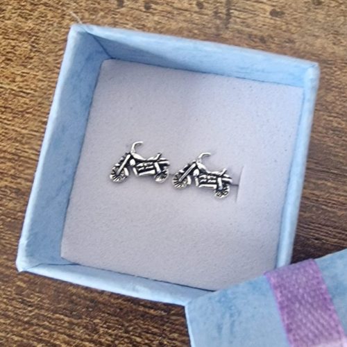 Sterling Silver Motorcycle Stud Earrings for bikers, earings female riders, biker chicks, lady riders, motorbike gifts