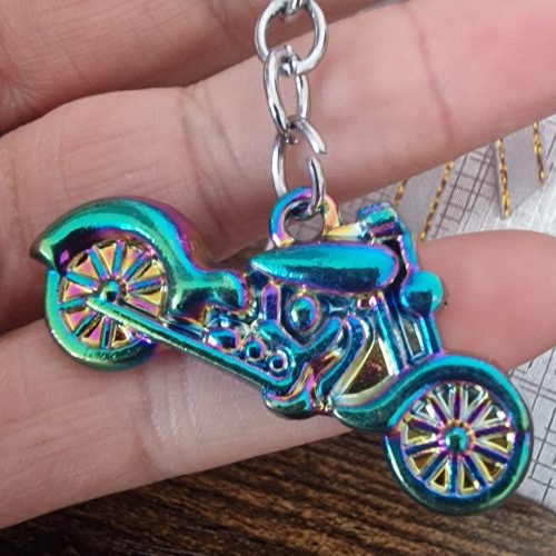 Classic Motorbike multicolour keyring