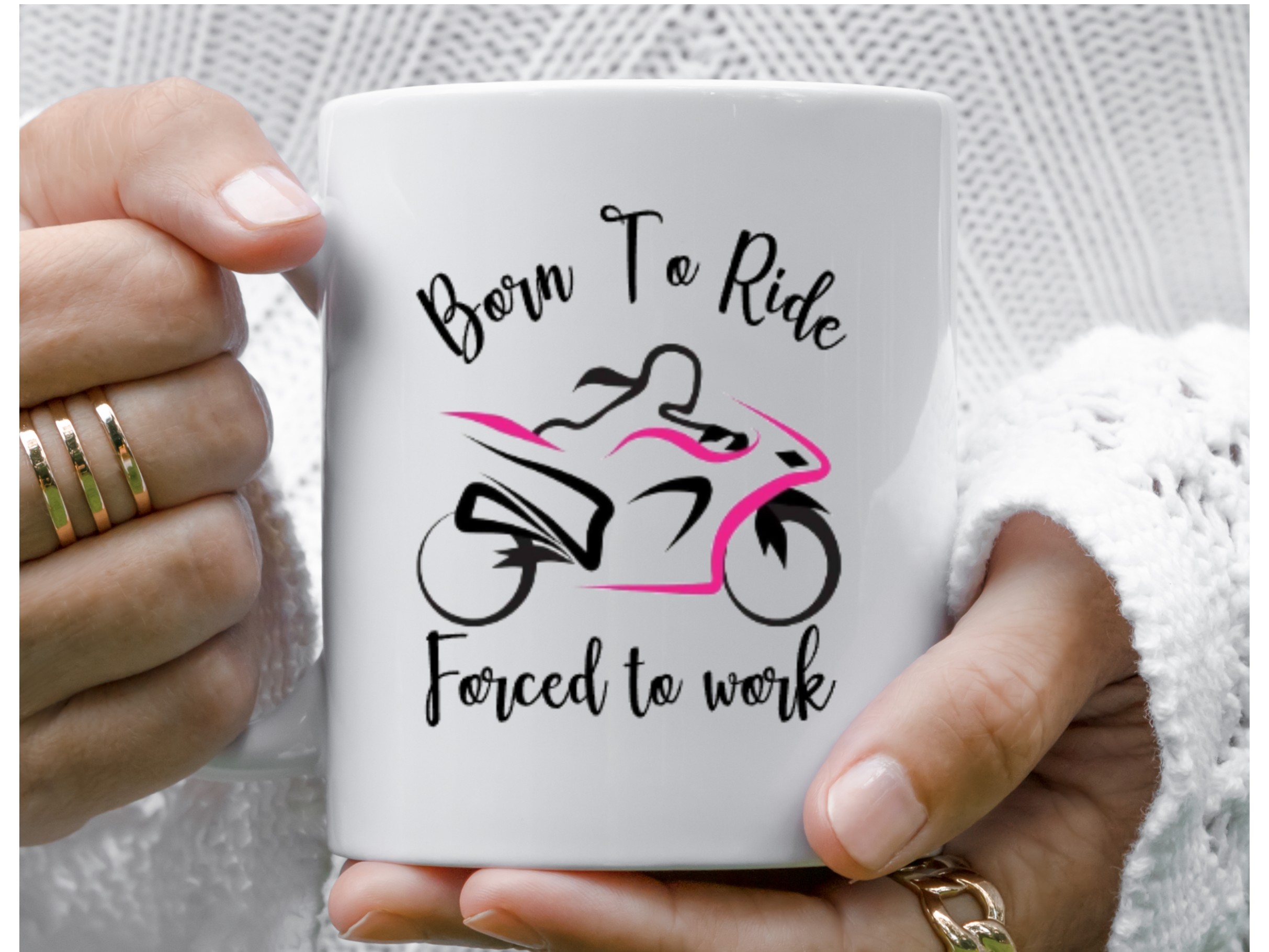 female riders, lady biker, biker chick, girl keyring, biker, motorbike, motorcycle keyring, mug, biker, Born to ride, forced to work mug 1