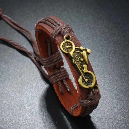 Motorbike Bracelet leather brown