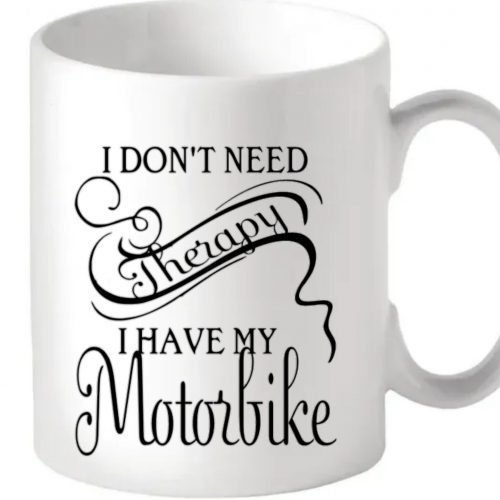 female riders, lady biker, biker chick, girl keyring, biker, motorbike, motorcycle keyring, mug, biker, Don’t Need Therapy, I Have My Motorbike – Mug, black