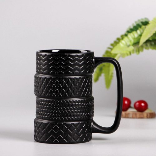 Wheel Tire Coffee Mug Collections for Men Comfortable Handle Ceramic Tea Cup