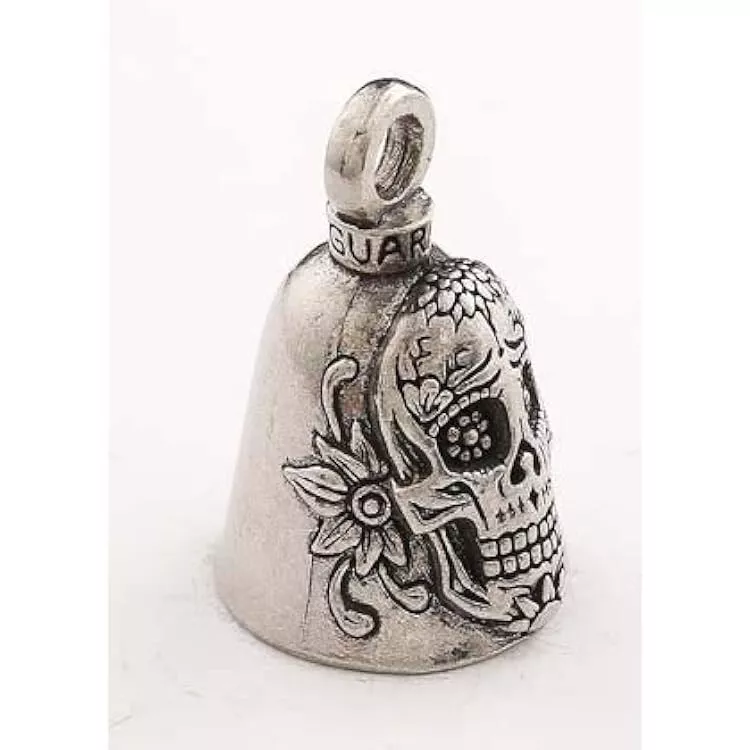 Guardian bell, gremling bell, motorbike bell, motorcycle bell sugar skull 1