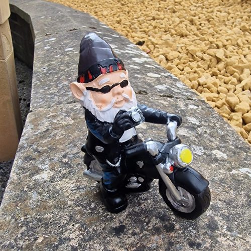 Garden Gnome on Motorcycle - Biker Gnome Statue, Funny Yard Decor, Motorcycle Lover, Unique Ornament, Outdoor Figurine, Biker Garden Art