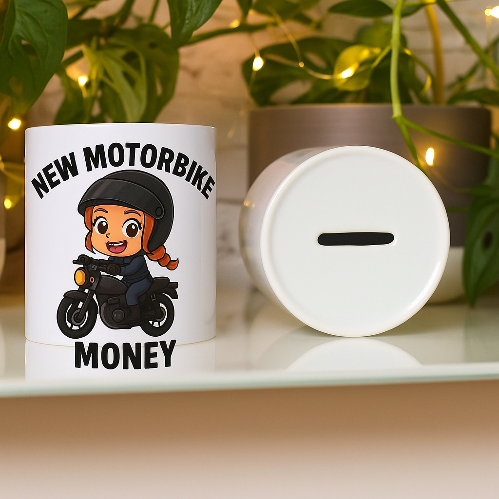 Biker Money box, motorbiek gifts, motorcycle gifs, thebikerchick.com