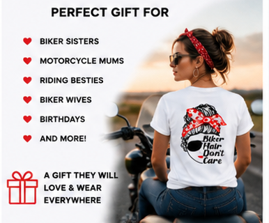 Biker Hair Don't Care T-Shirt - Image 2