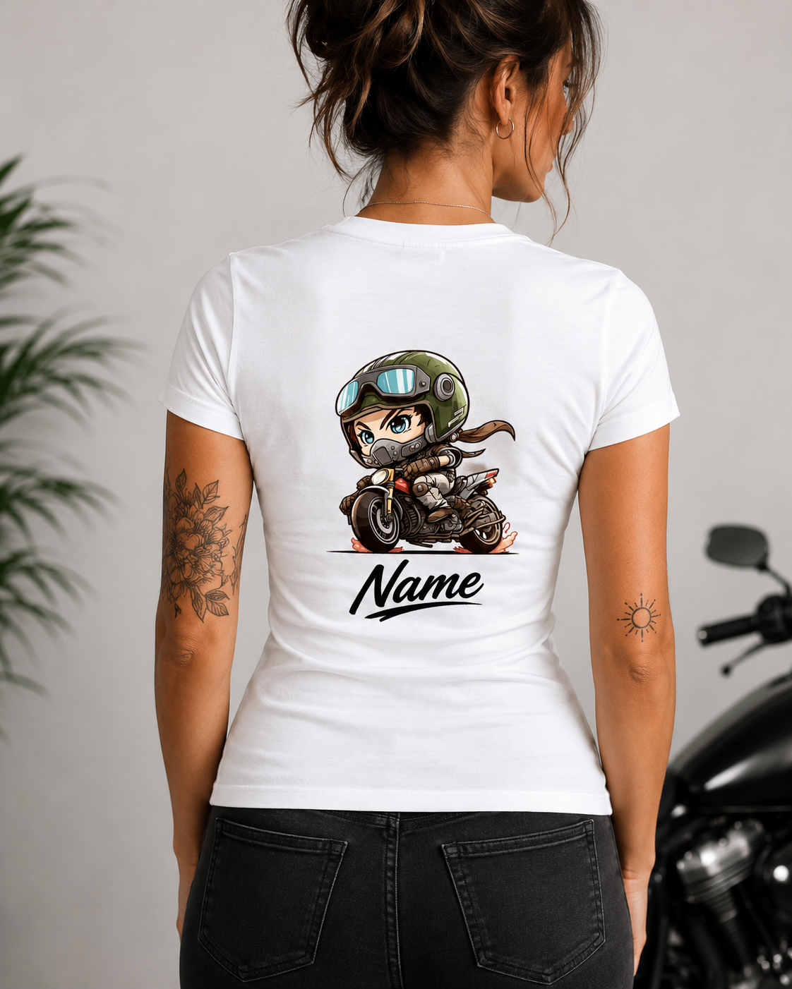 Female adventure speedy personalised tshirt for motorbikers