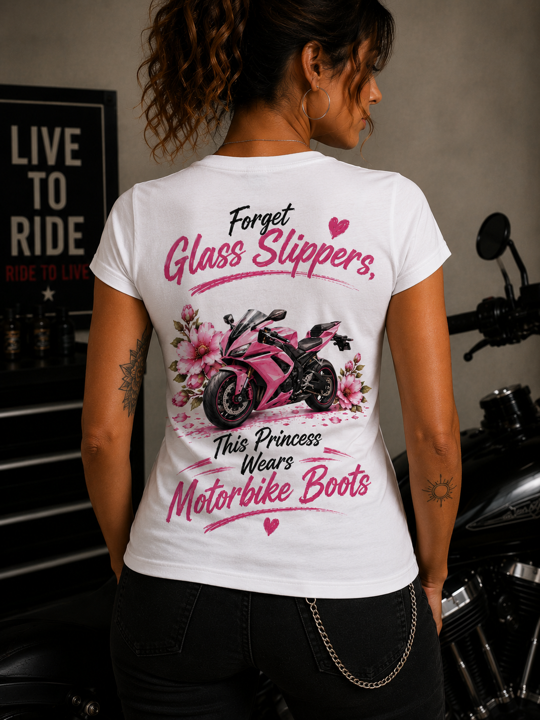 motobike sport bike Forget Glass Slippers, This Princess Wears Motorbike Boots tshirt