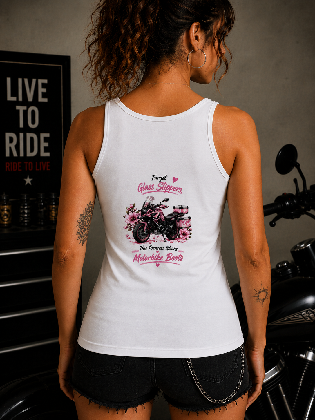 Adventure Bike Forget Glass Slippers,This Princess Wears Motorbike Boots Tank Top 2