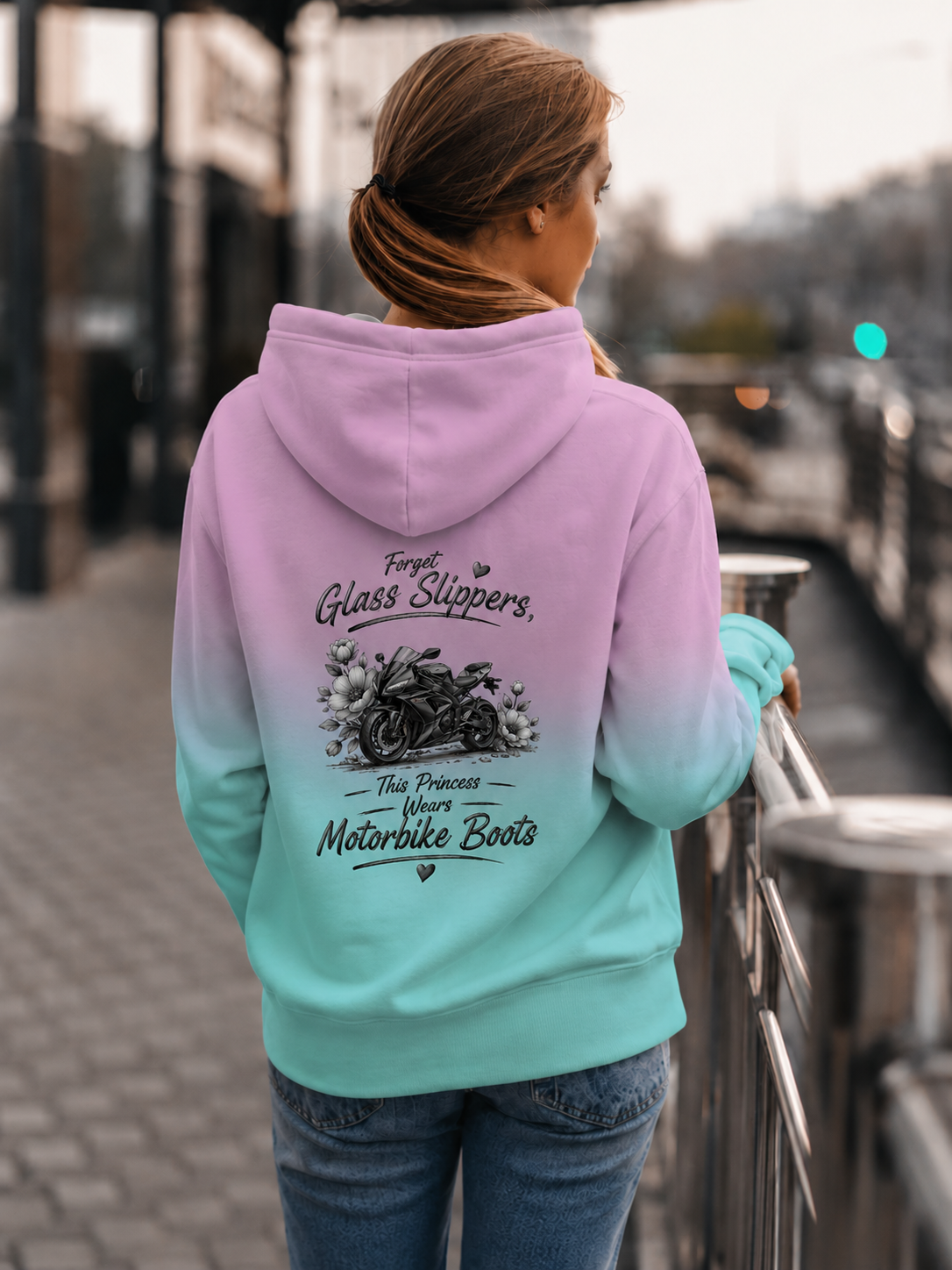 Sport Bike Forget Glass Slippers,This Princess Wears Motorbike Boots Hoodie