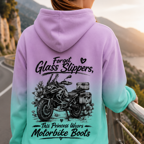 Adventure Bike Forget Glass Slippers,This Princess Wears Motorbike Boots Hoodie 1