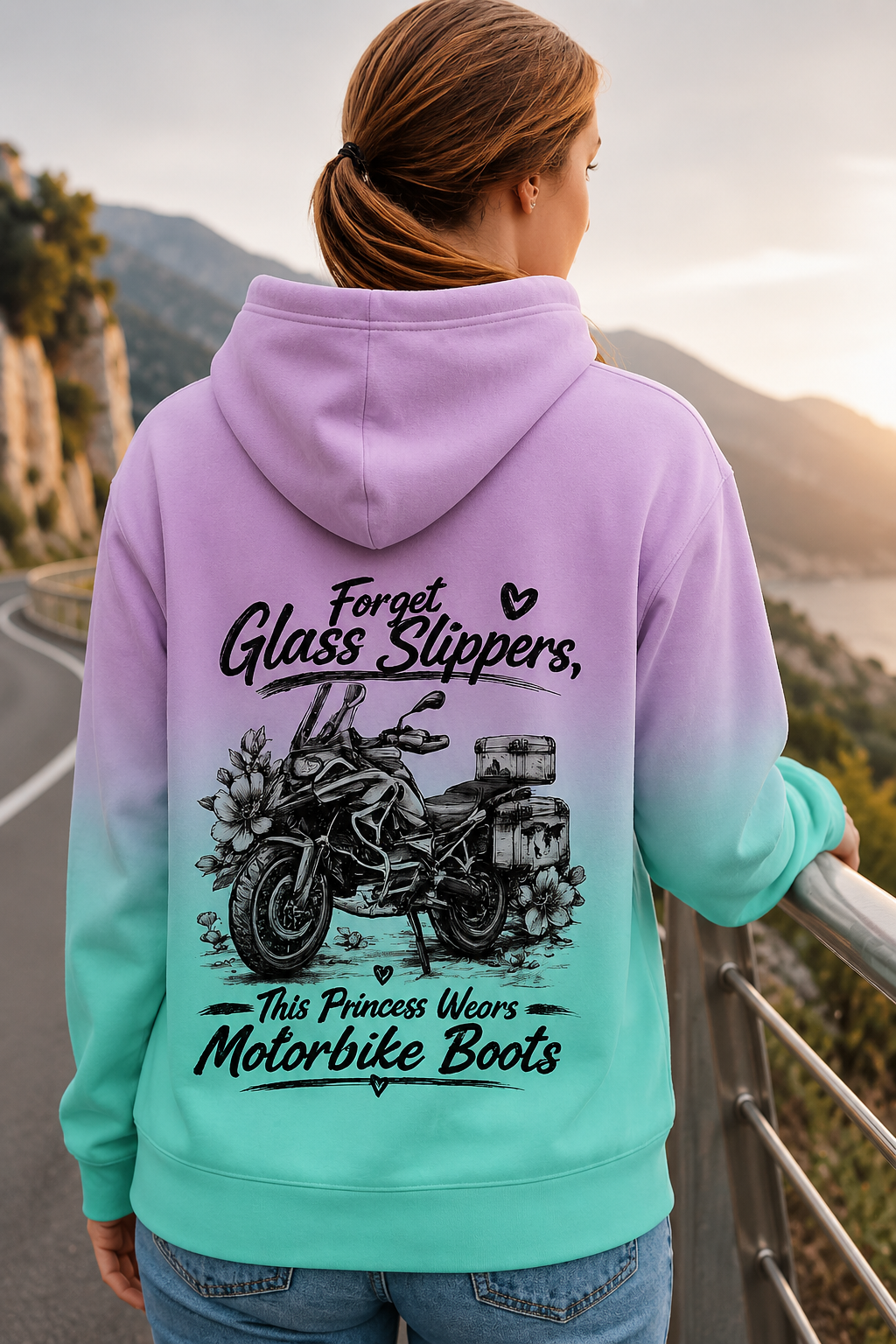 Adventure Bike Forget Glass Slippers,This Princess Wears Motorbike Boots Hoodie 1