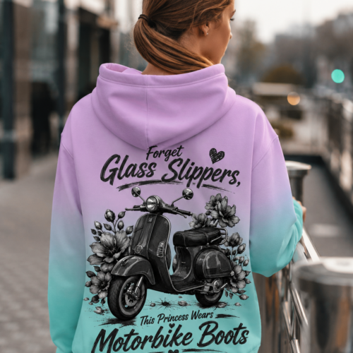 vespa Forget Glass Slippers,This Princess Wears Motorbike Boots Hoodie 1