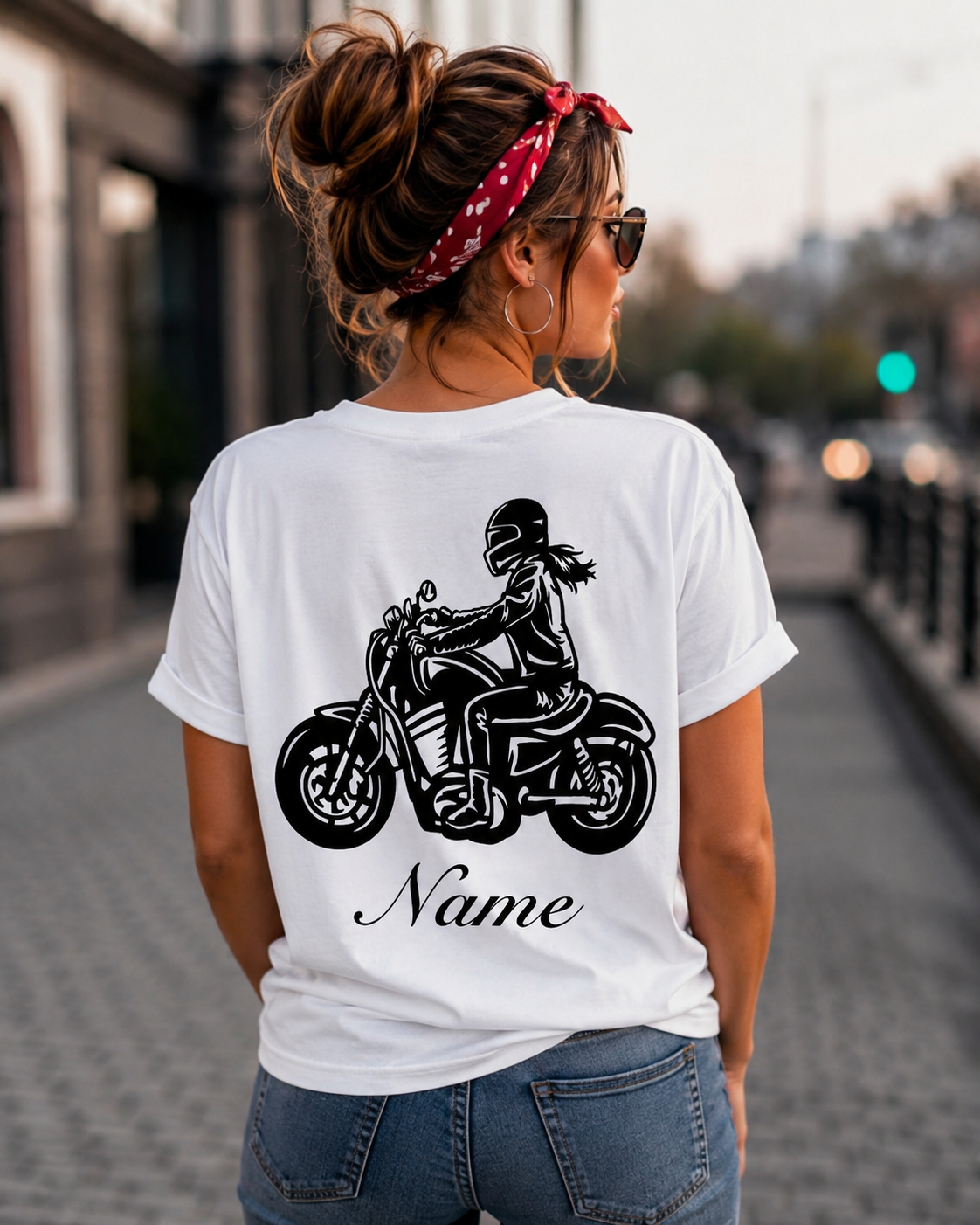 Classic Female Biker Personalized T-Shirt